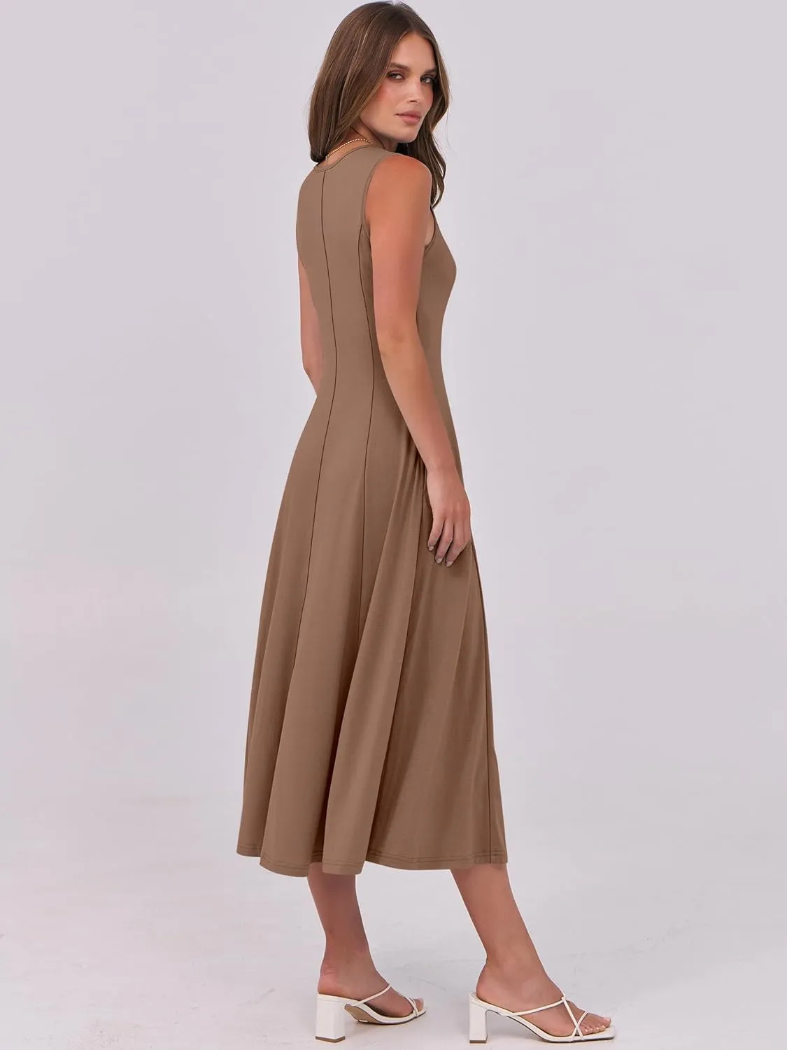 ANRABESS Womens Summer Casual Sleeveless Midi Dresses Scoop Neck Fit & Flare A-Line Flowy Long Sundress Beach Outfits
