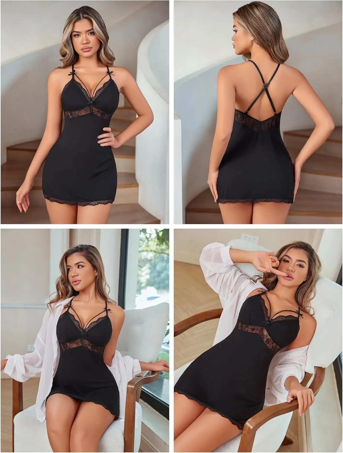 Avidlove Women's Sexy Nightgown for Women Lace Babydoll Chemise Strap Nightwear