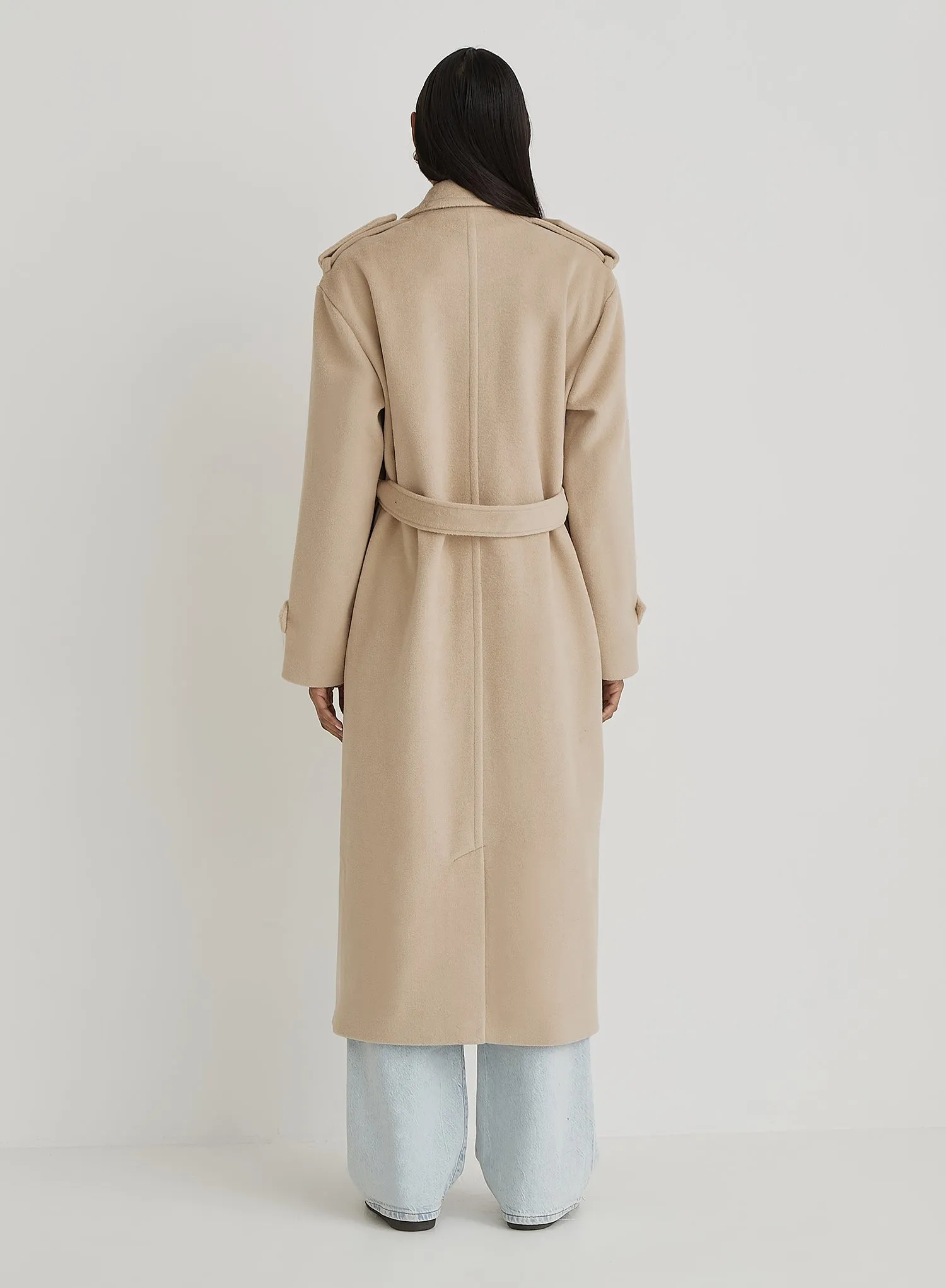 Beige Tailored Longline Coat- Anderson
