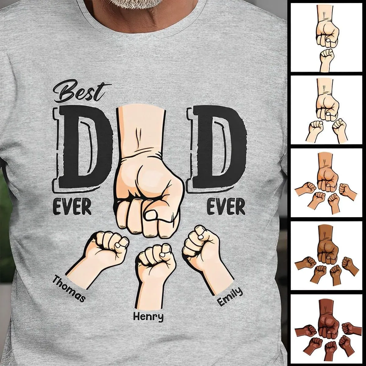 Best Dad Ever Ever - Family Personalized, Custom Unisex T-Shirt, Personalized Dad Grandkids with Name Shirt