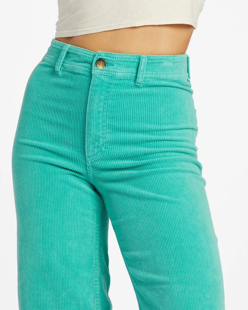 Billabong Free Fall Wide-Leg Corduroy Pants - Bright Lagoon