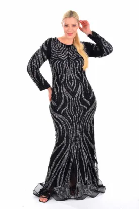 BLY 05984 Gown Black- Silver