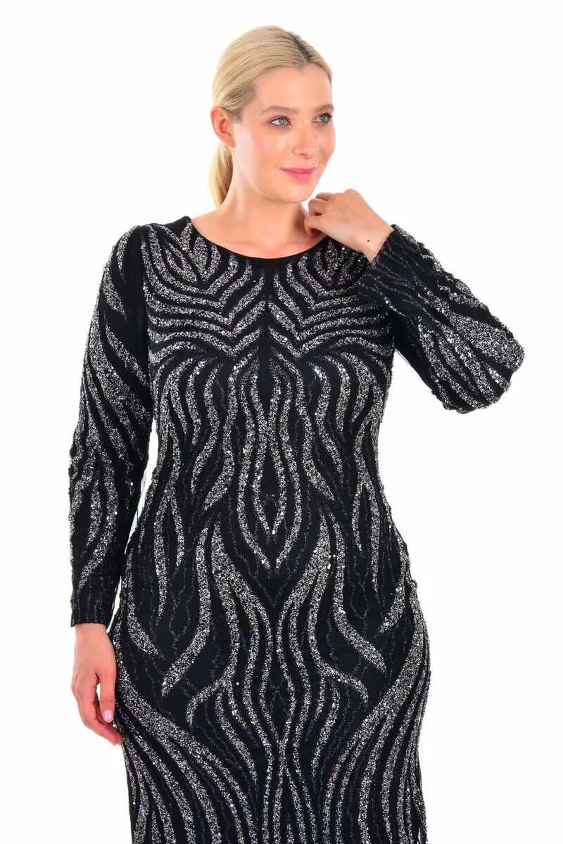 BLY 05984 Gown Black- Silver