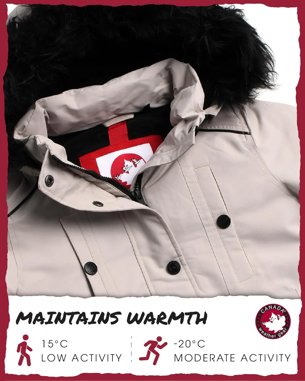 CANADA WEATHER GEAR Girls' Winter Faux Fur Lining Ski Jacket - Water and Wind Resistant Fleece Coat with Hood (Sizes: 7-16)