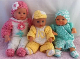Carly, Cliff and Cody 12-15" Doll Outfits Set 1 Crochet Pattern