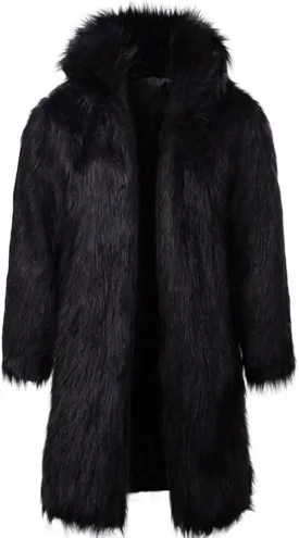 Colf Men's Fluffy Long Sleeve Faux Fur Coat Jacket Lapel Outwear Winter Parka Overcoat