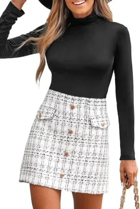 CUPSHE Women Skirts Tweed High Waist Mini Skirt Short Skirts