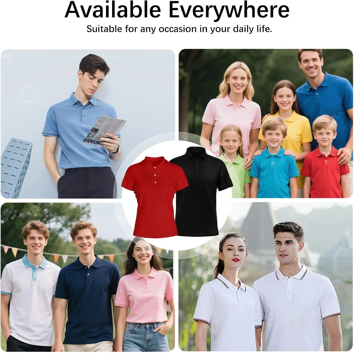 Custom Polo Shirts for Men Women, Personalized Golf Shirts with Text/Logo/Photo, Bulk Customized Business Polo Shirt