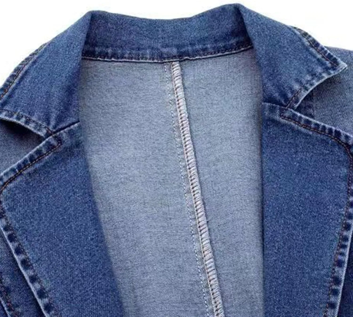 Denim Blazer Suit for Women Notch Collar One Button Office Lady Business Work Outfits Lapel Blue Jean Jacket