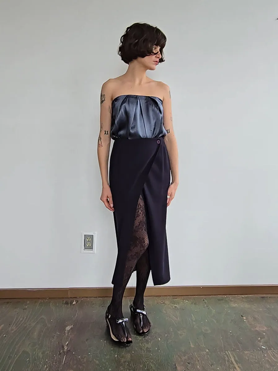 DKNY Navy Wool Wrap Skirt (S)