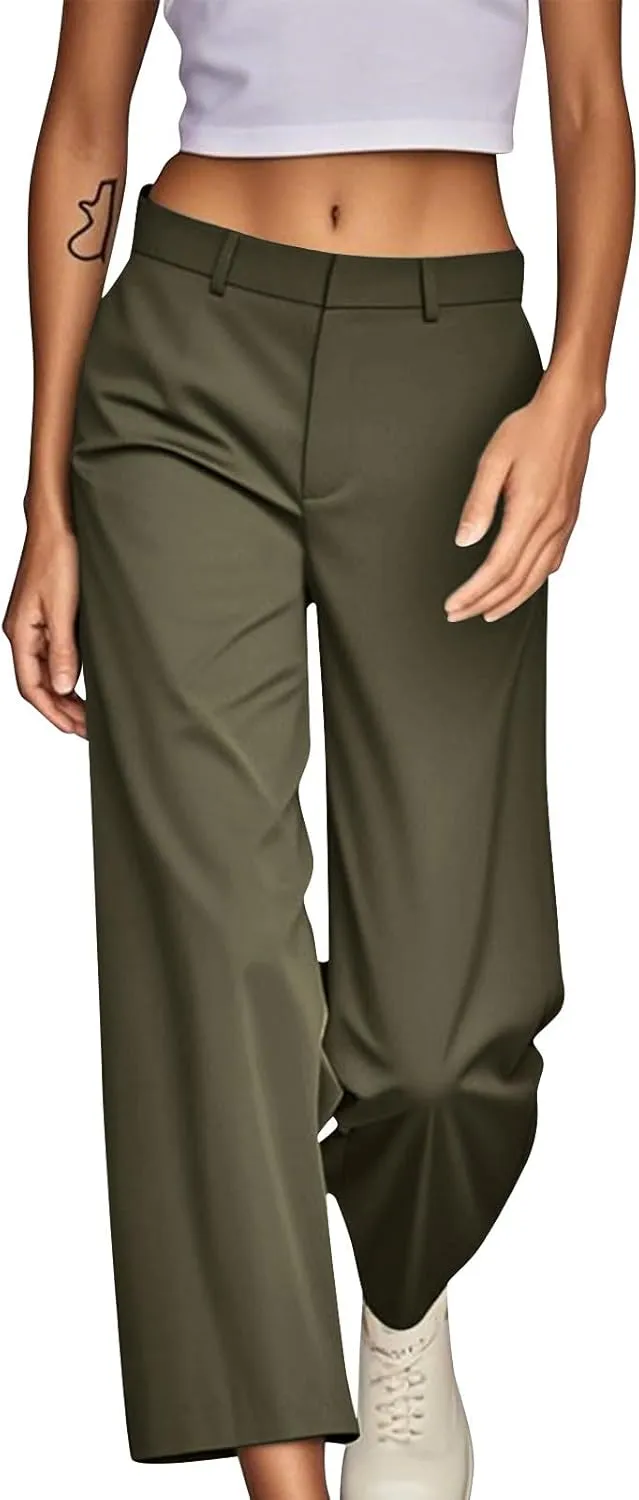 Dress Pants Women High Waisted Casual Business Office Pants Slacks Wide Leg Dressy Work Trousers with Pockets
