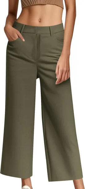 Dress Pants Women High Waisted Casual Business Office Pants Slacks Wide Leg Dressy Work Trousers with Pockets