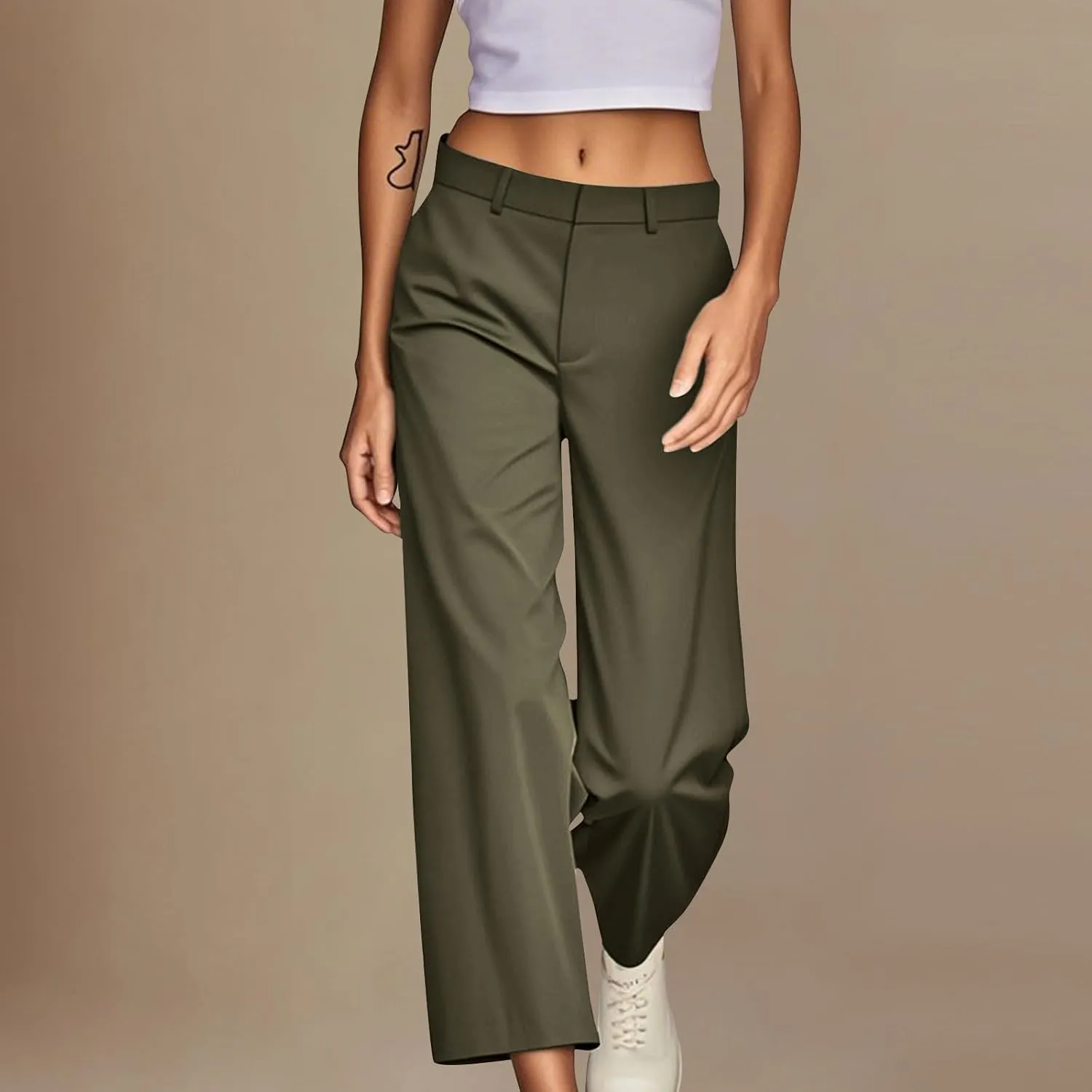 Dress Pants Women High Waisted Casual Business Office Pants Slacks Wide Leg Dressy Work Trousers with Pockets