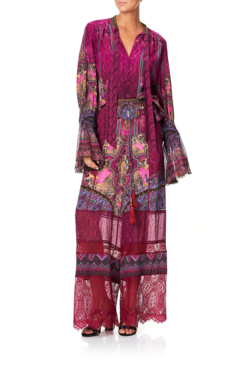 ELASTIC SLEEVE TIE FRONT BLOUSE DAUGHTER'S DESTINY