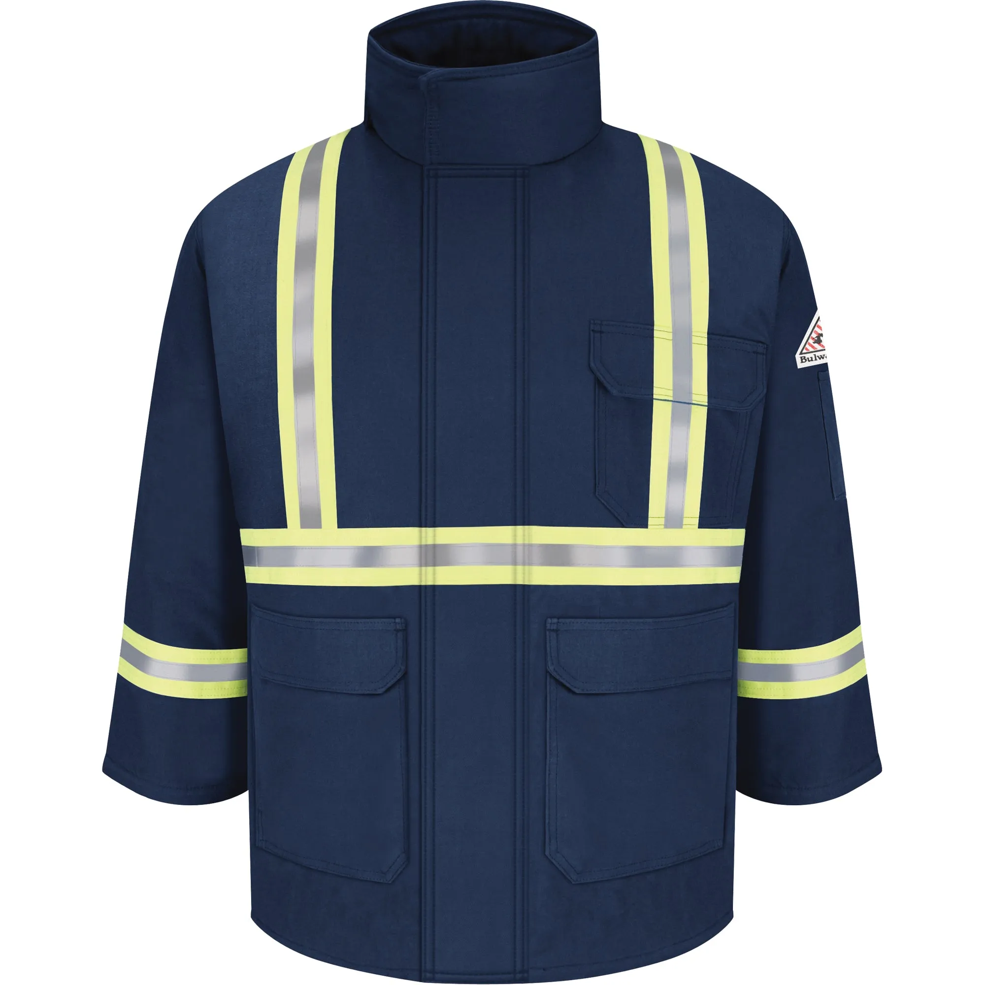 Flame Resistant Parkas with CSA Compliant Reflective Striping, Men's, Large, Navy Blue