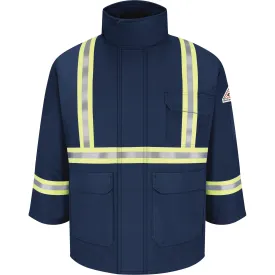 Flame Resistant Parkas with CSA Compliant Reflective Striping, Men's, Large, Navy Blue