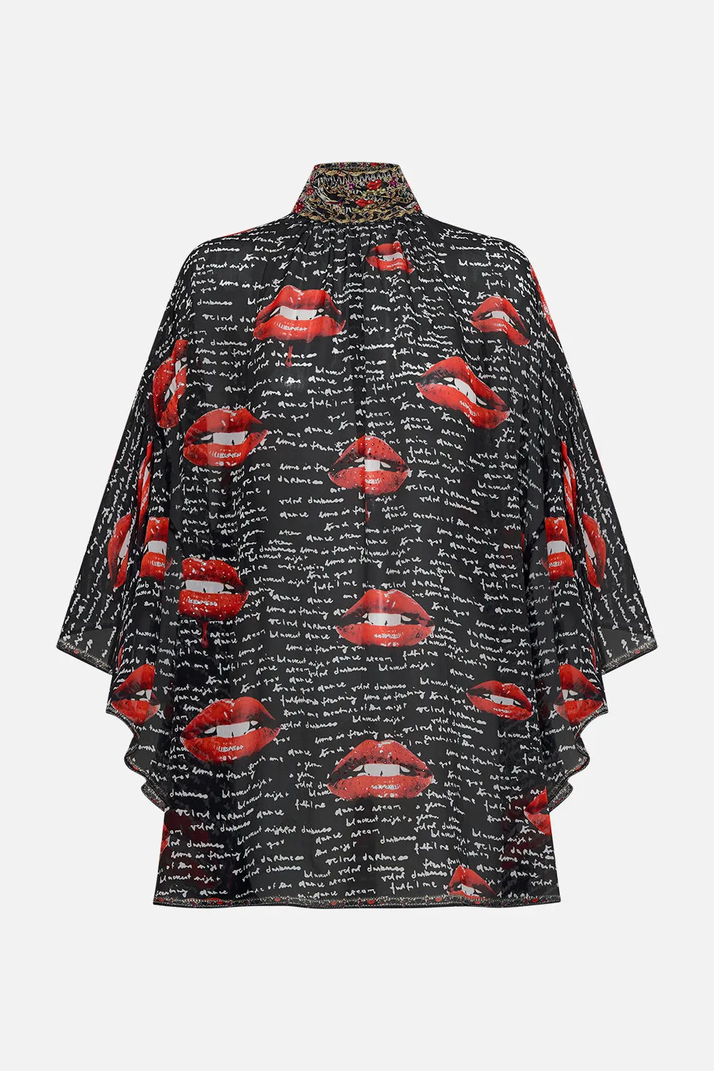 HIGH NECK RUFFLE SLEEVE BLOUSE CHAOS MAGIC