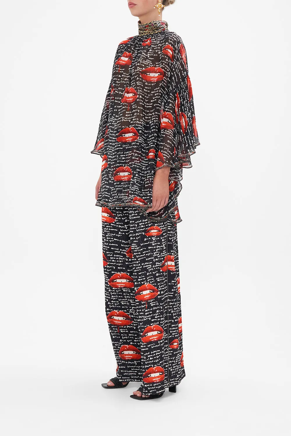 HIGH NECK RUFFLE SLEEVE BLOUSE CHAOS MAGIC