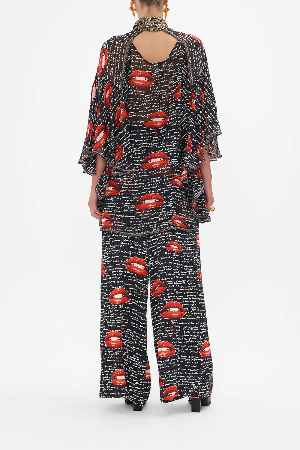 HIGH NECK RUFFLE SLEEVE BLOUSE CHAOS MAGIC