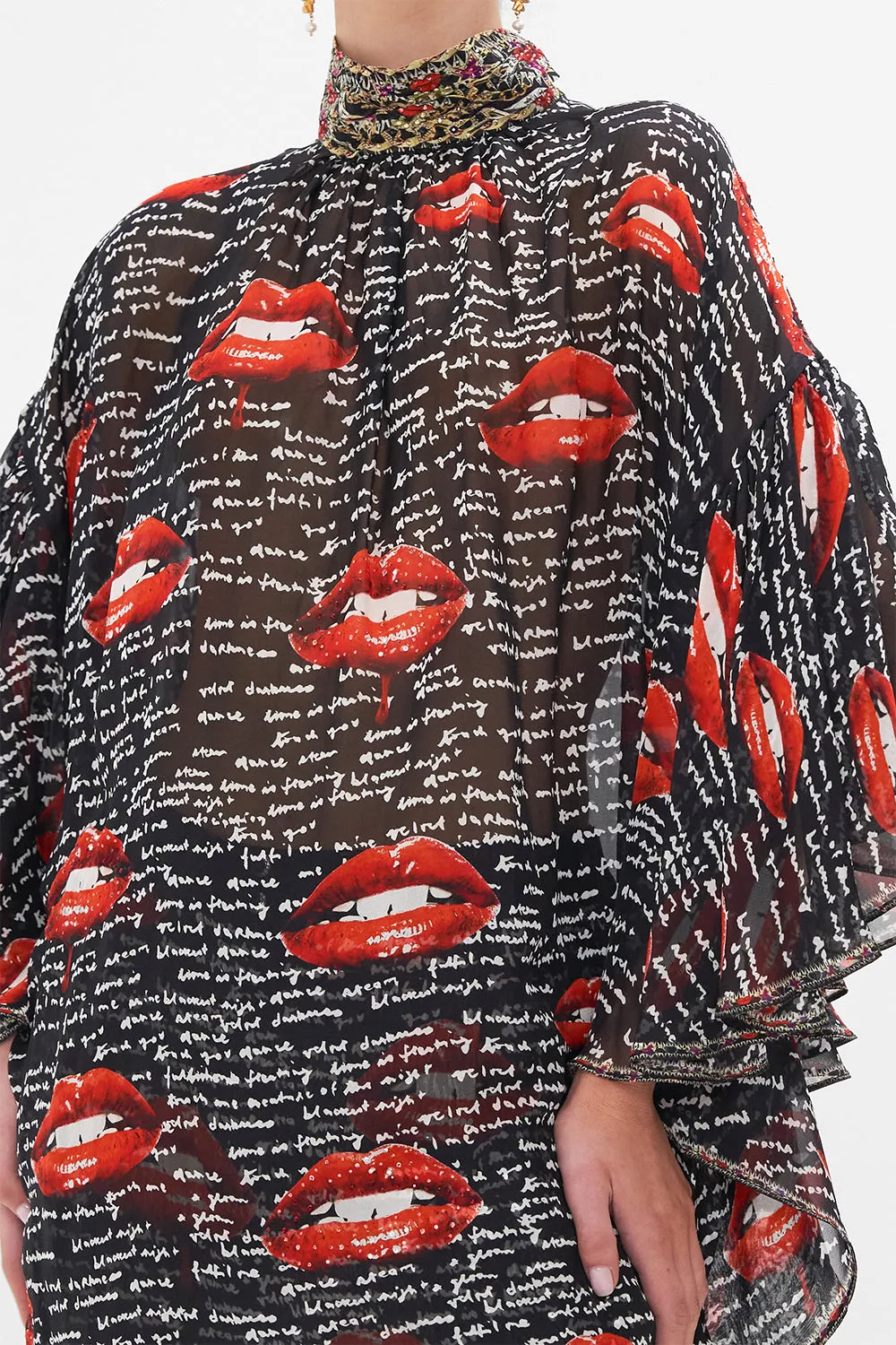 HIGH NECK RUFFLE SLEEVE BLOUSE CHAOS MAGIC