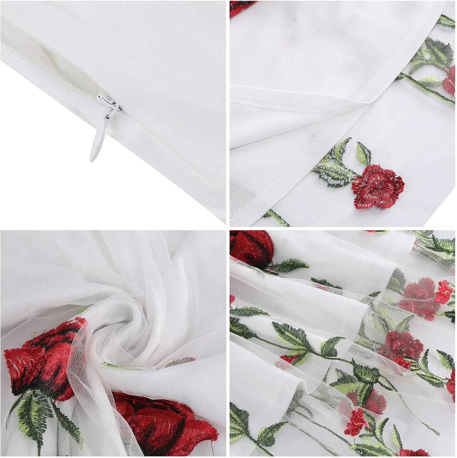 IDOPIP Women Sleeveless Straps Floral Embroidery Mesh Dress 1950s Vintage Cocktail Party Swing Dress Formal Retro Midi Dress