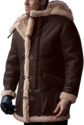 Jackets for Men Men's Lined Hooded Jacket Retro Long Suede Jacket Coat Jackets
