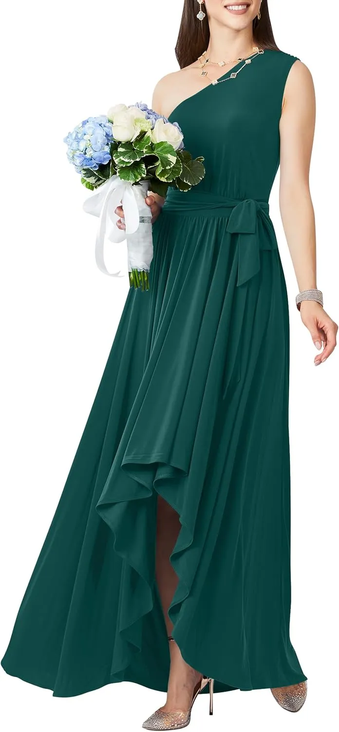 KOH KOH Womens 2025 One Shoulder Cocktail Bridesmaid Wedding Guest Maxi Dress