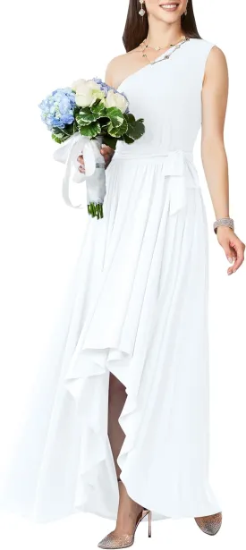 KOH KOH Womens 2025 One Shoulder Cocktail Bridesmaid Wedding Guest Maxi Dress