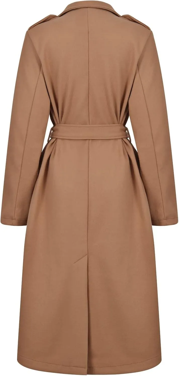 Long Winter Coats for Women Double Breasted Blazer Camel Pea Trench Coats Lapel Workout Jacket Womens Fall Fashion
