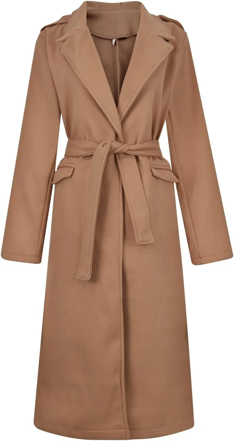 Long Winter Coats for Women Double Breasted Blazer Camel Pea Trench Coats Lapel Workout Jacket Womens Fall Fashion