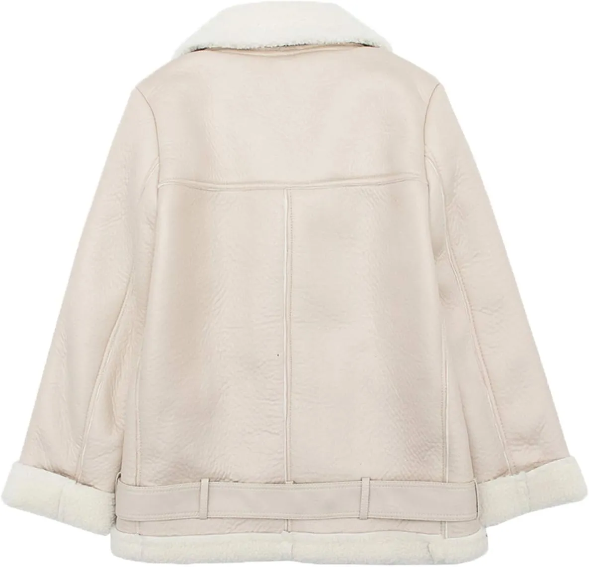 LY VAREY LIN Women's Faux Shearing Moto Jacket Thick Lined Parka Winter Shearling Coat Leather Jacket