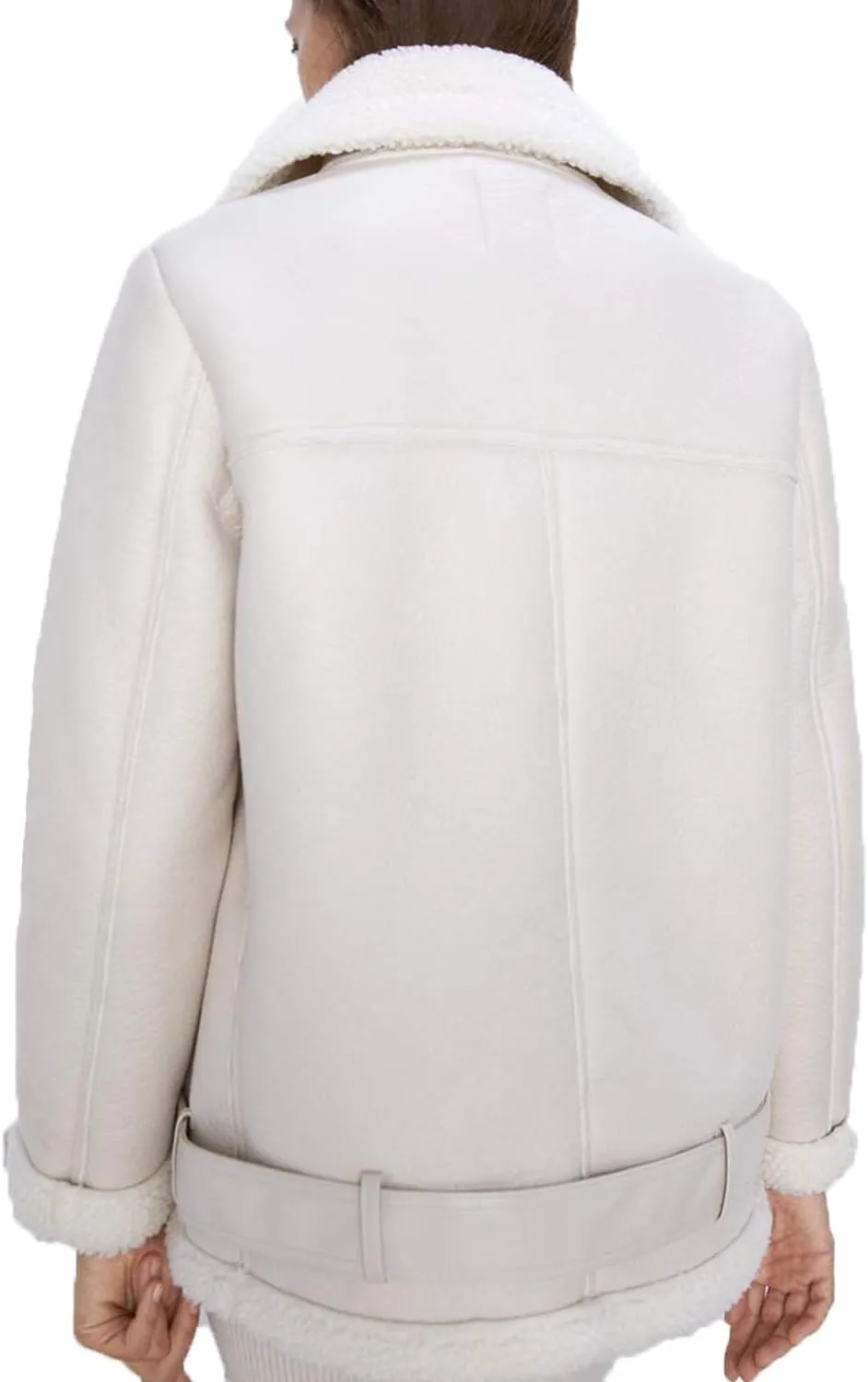 LY VAREY LIN Women's Faux Shearing Moto Jacket Thick Lined Parka Winter Shearling Coat Leather Jacket