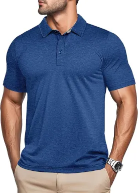 MAGCOMSEN Men's Short Sleeve Polo Golf Shirts 3-Button Moisture Wicking Athletic T-Shirts Casual Collared Shirt