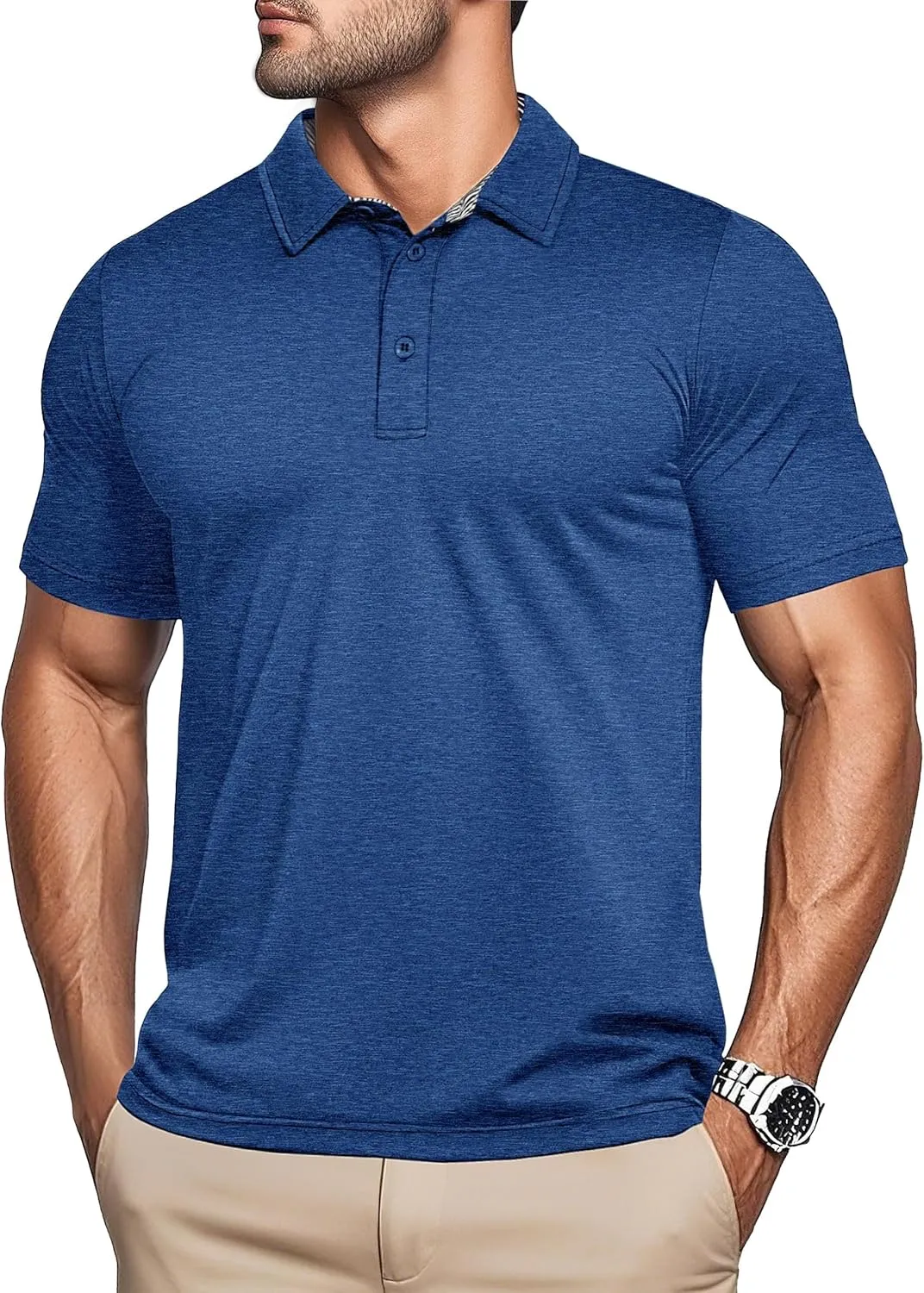 MAGCOMSEN Men's Short Sleeve Polo Golf Shirts 3-Button Moisture Wicking Athletic T-Shirts Casual Collared Shirt