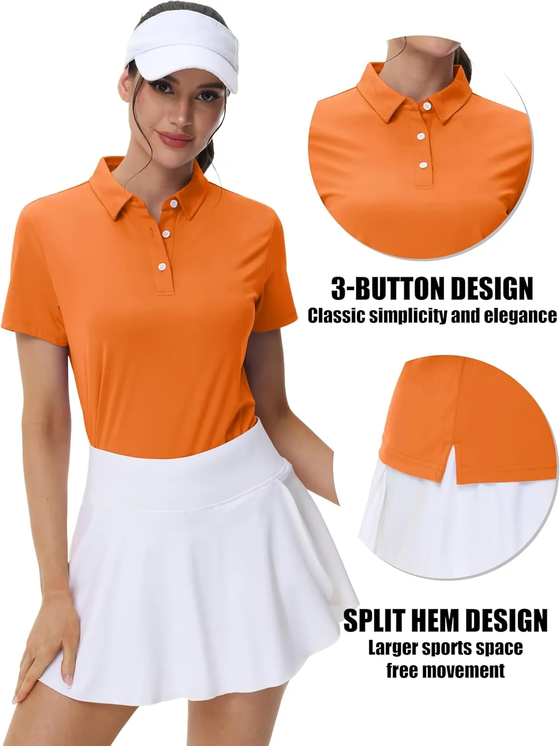MAGCOMSEN Women's Polos Golf Shirts Short Sleeve UPF 50  Collared Shirt Quick Dry Tennis Work Athletic Tops