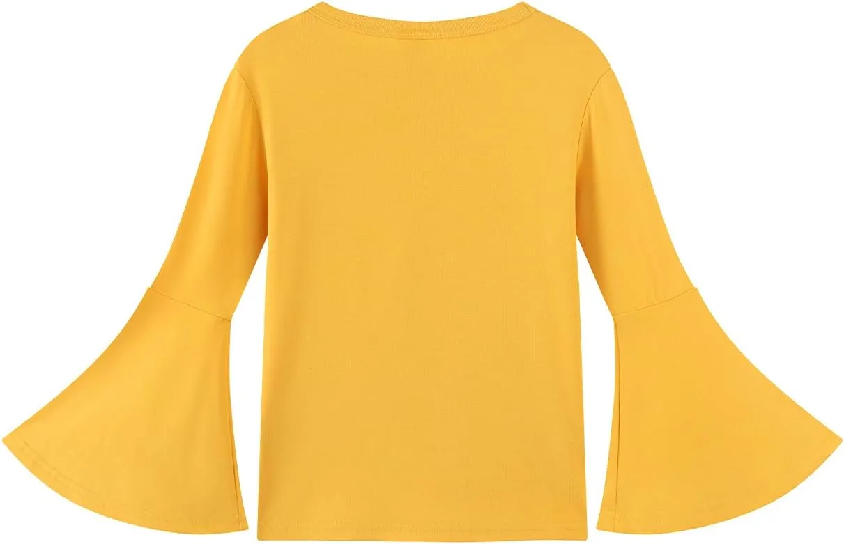 Noomelfish Girls Long Bell Sleeve Top Cute Western Shirts Blouse (5-12 Years)