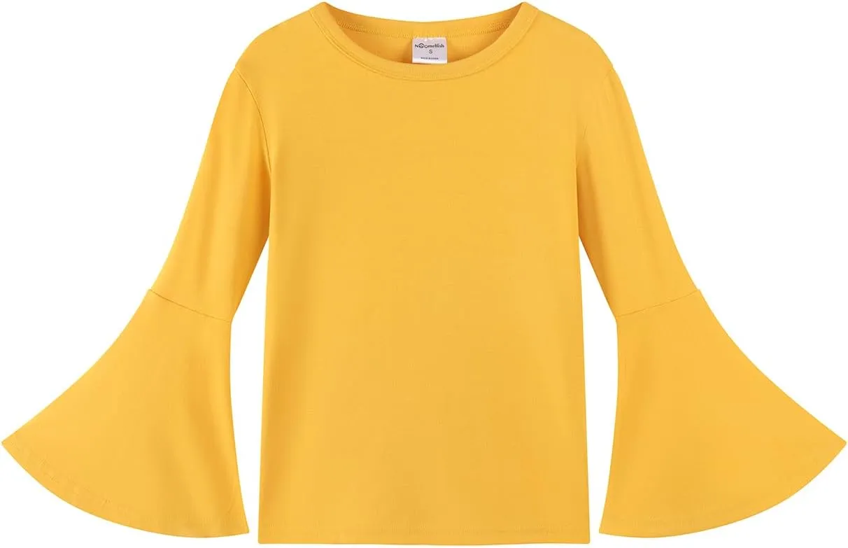 Noomelfish Girls Long Bell Sleeve Top Cute Western Shirts Blouse (5-12 Years)