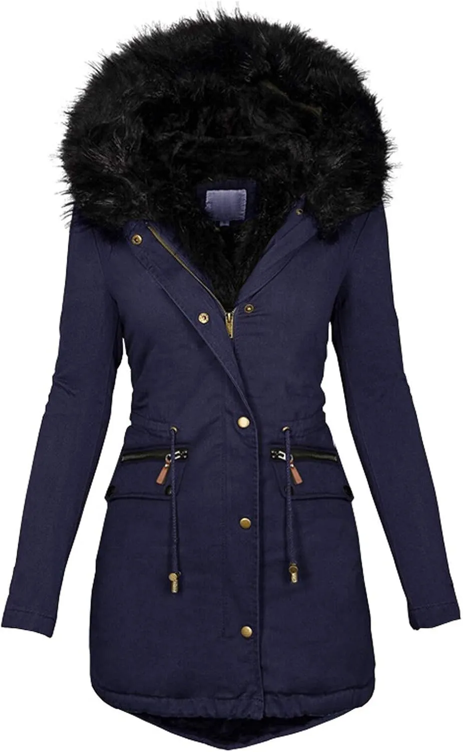 OIOLOYJM Winter Fashion Coats Womens Warm Hooded Jacket Thick Padded Loose Fleece Outerwear Oversized Faux Fur Hooded Coats