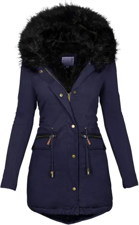 OIOLOYJM Winter Fashion Coats Womens Warm Hooded Jacket Thick Padded Loose Fleece Outerwear Oversized Faux Fur Hooded Coats