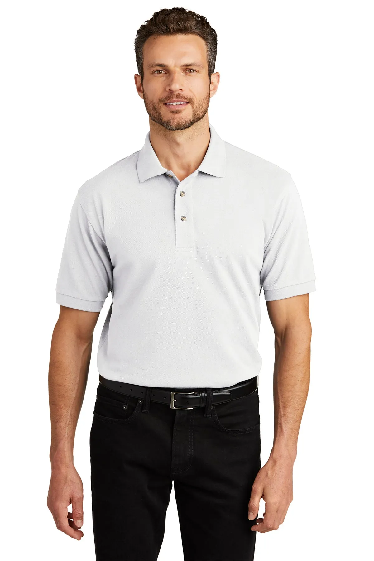 Port Authority Heavyweight Customized Cotton Pique Polos, White