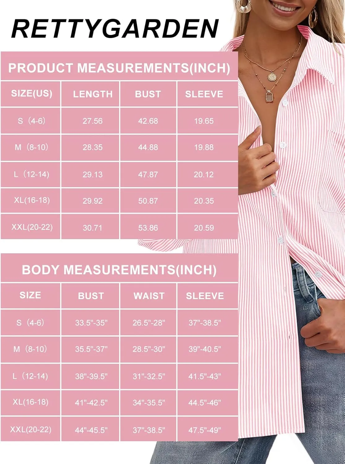 PRETTYGARDEN Womens Button Down Shirts Striped Long Sleeve Casual Collared Office Business Work Spring Blouses Tops