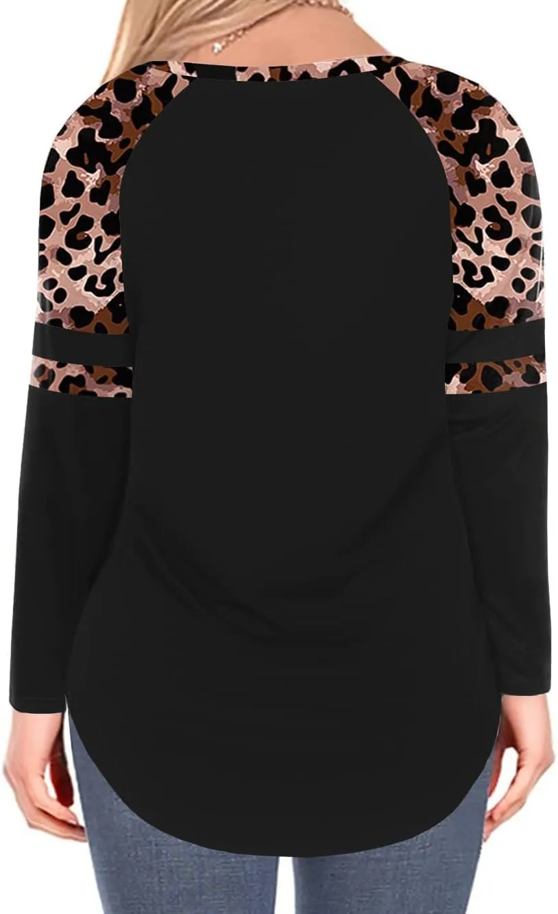 ROSRISS Plus Size Tops for Women Long Sleeve Tees V Neck Tunics Solid Color Blouse T Shirts