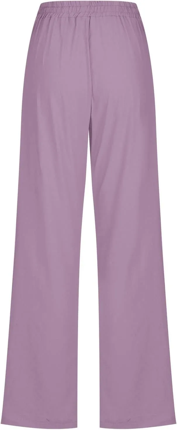 SMIDOW Sweatpants Women 2023 Casual Loose Drawstring Elastic High Waist Comfy Trousers Straight Leg Long Lounge Pant