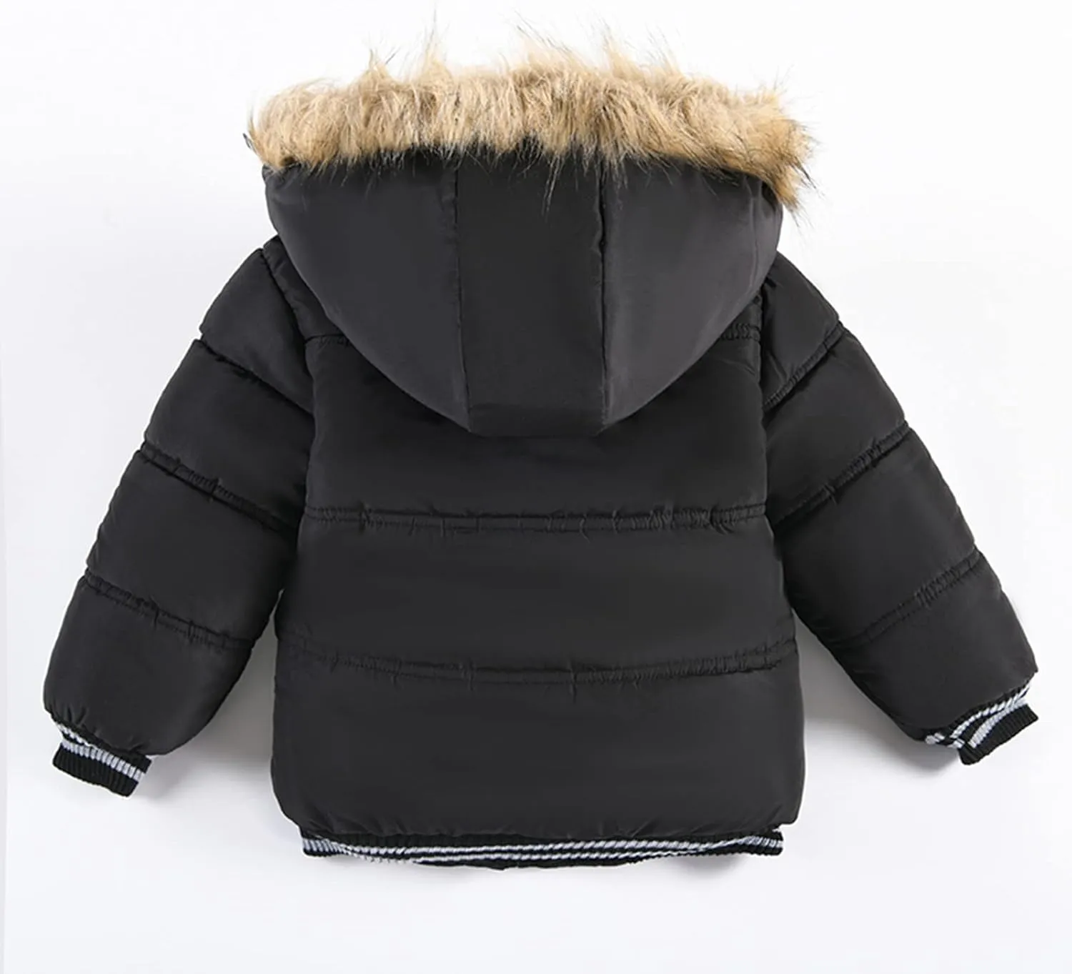 Toddler Boys Down Jacket Hood with Fur Collar Thick Warm Winter Fall Coat Parka Padded Fashion Warm Trim Outerwear