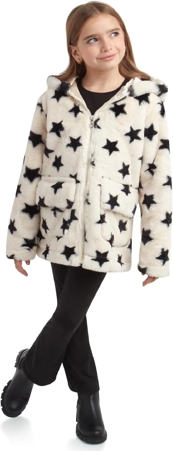 URBAN REPUBLIC Girls' Jacket - Faux Fur Plush Teddy Coat with Hood