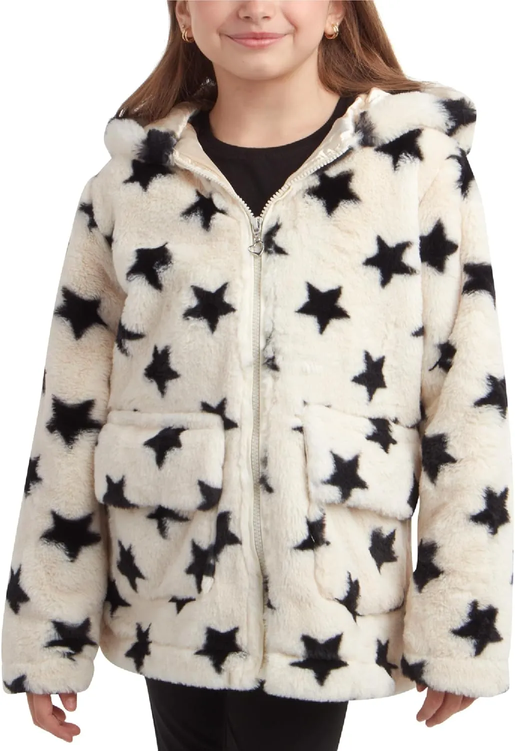 URBAN REPUBLIC Girls' Jacket - Faux Fur Plush Teddy Coat with Hood
