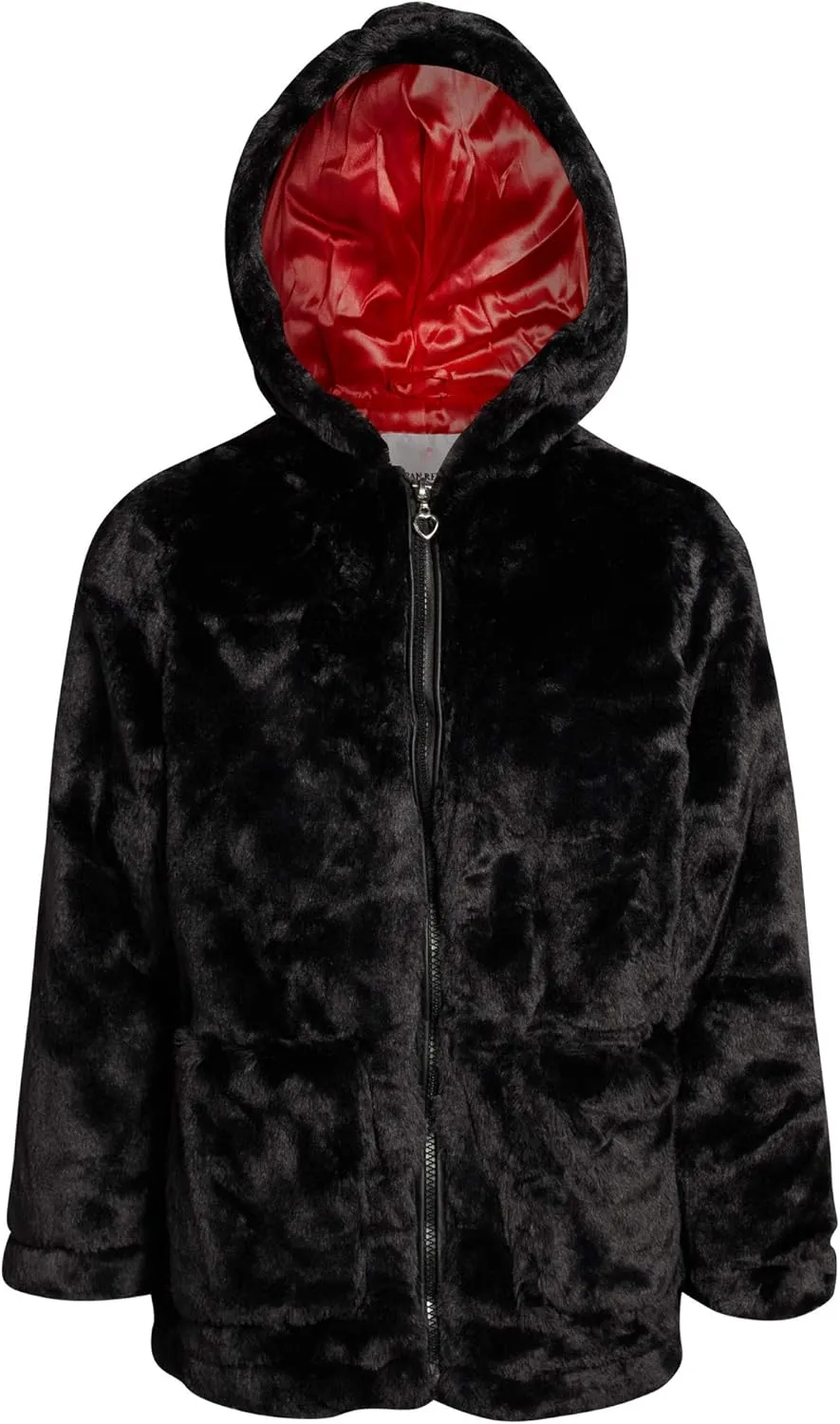 URBAN REPUBLIC Girls' Jacket - Faux Fur Plush Teddy Coat with Hood