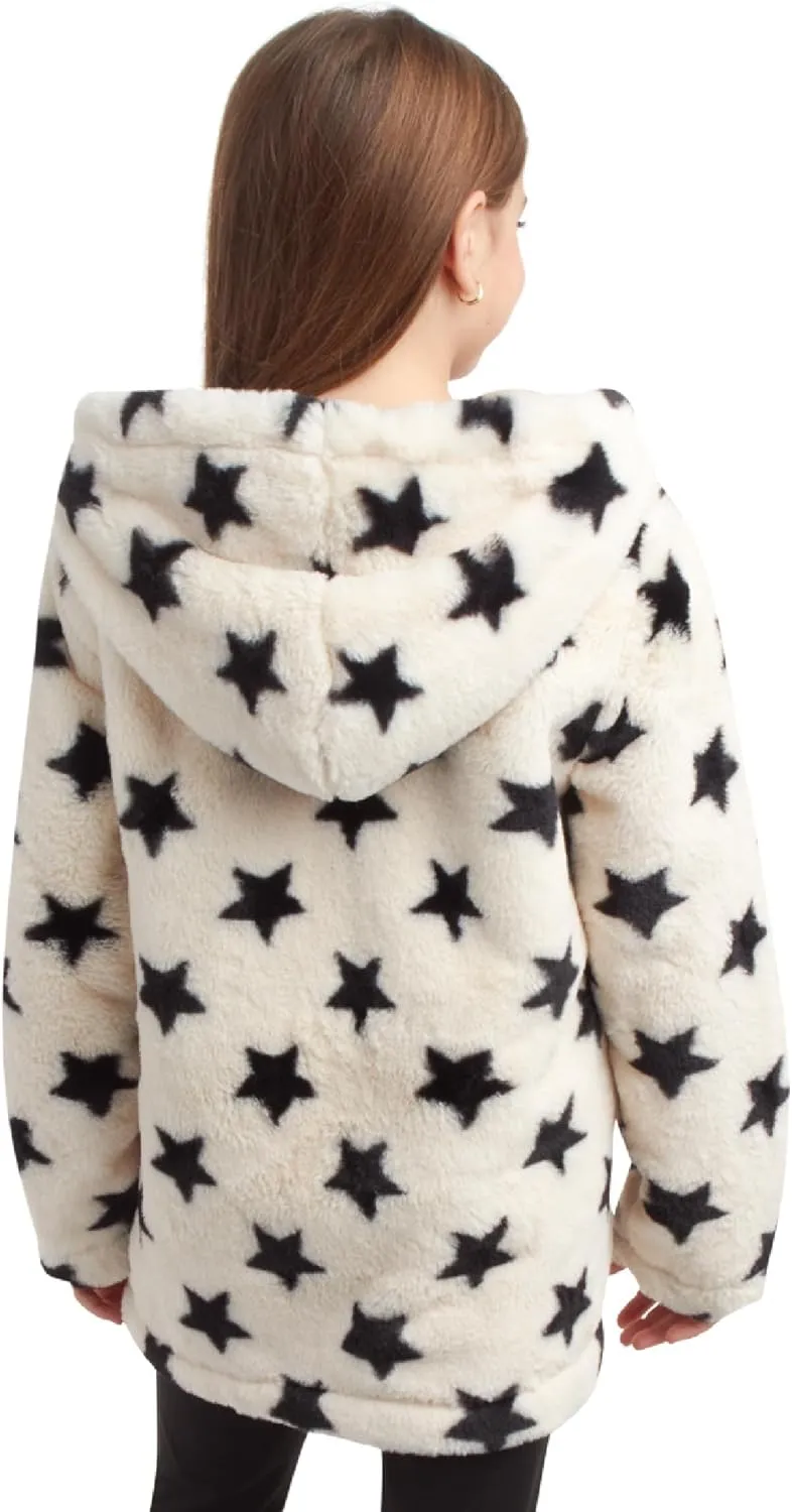 URBAN REPUBLIC Girls' Jacket - Faux Fur Plush Teddy Coat with Hood