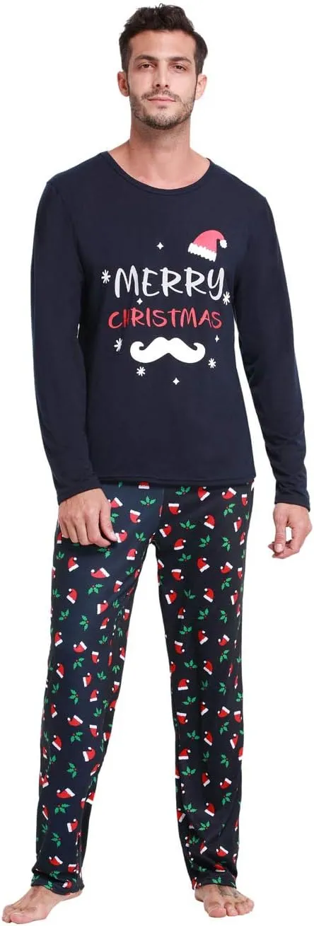 VENTELAN Family Matching Christmas Pajamas Set Holiday Santa Claus Sleepwear Xmas PJS Set for Couples and Kids