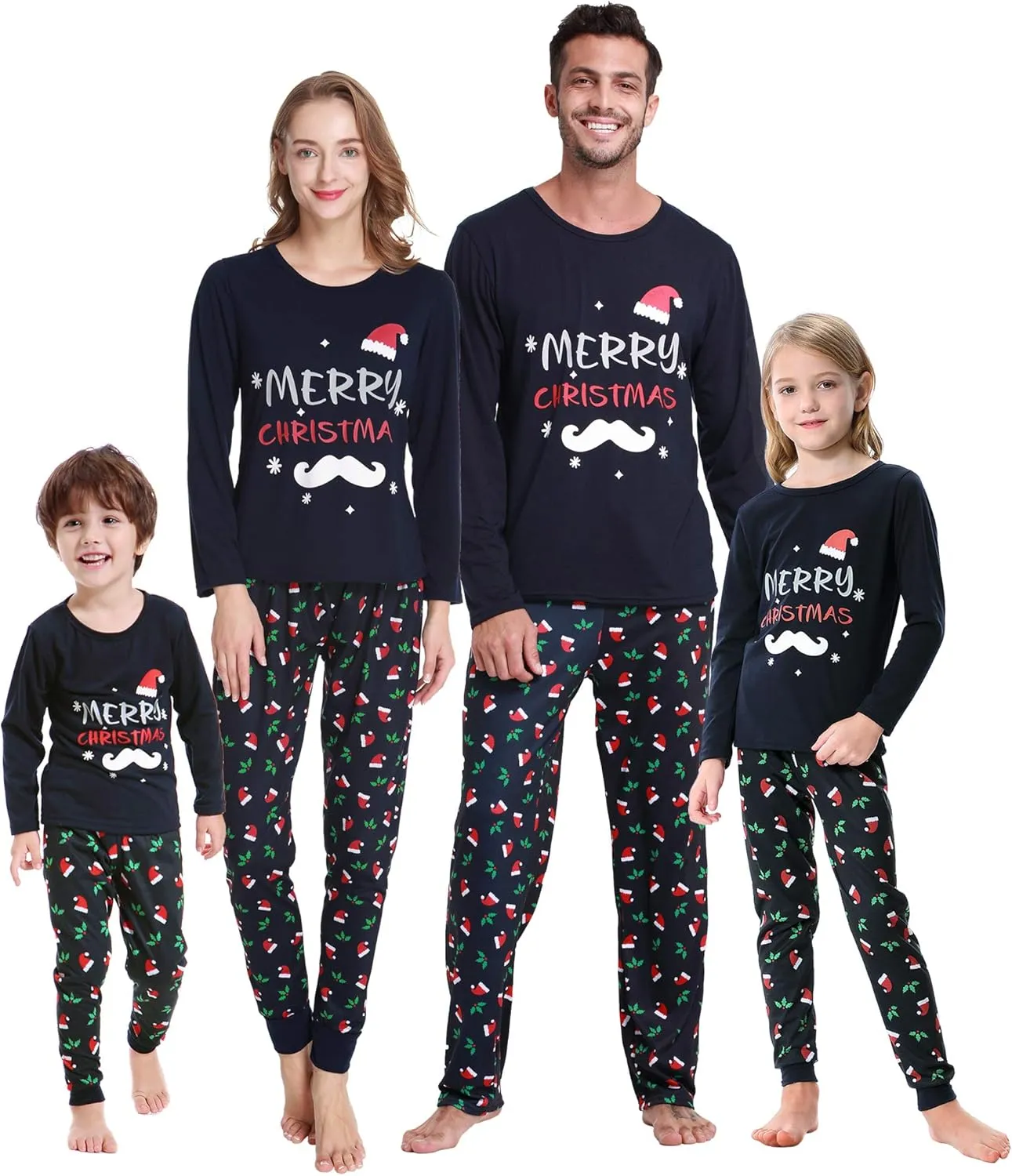 VENTELAN Family Matching Christmas Pajamas Set Holiday Santa Claus Sleepwear Xmas PJS Set for Couples and Kids